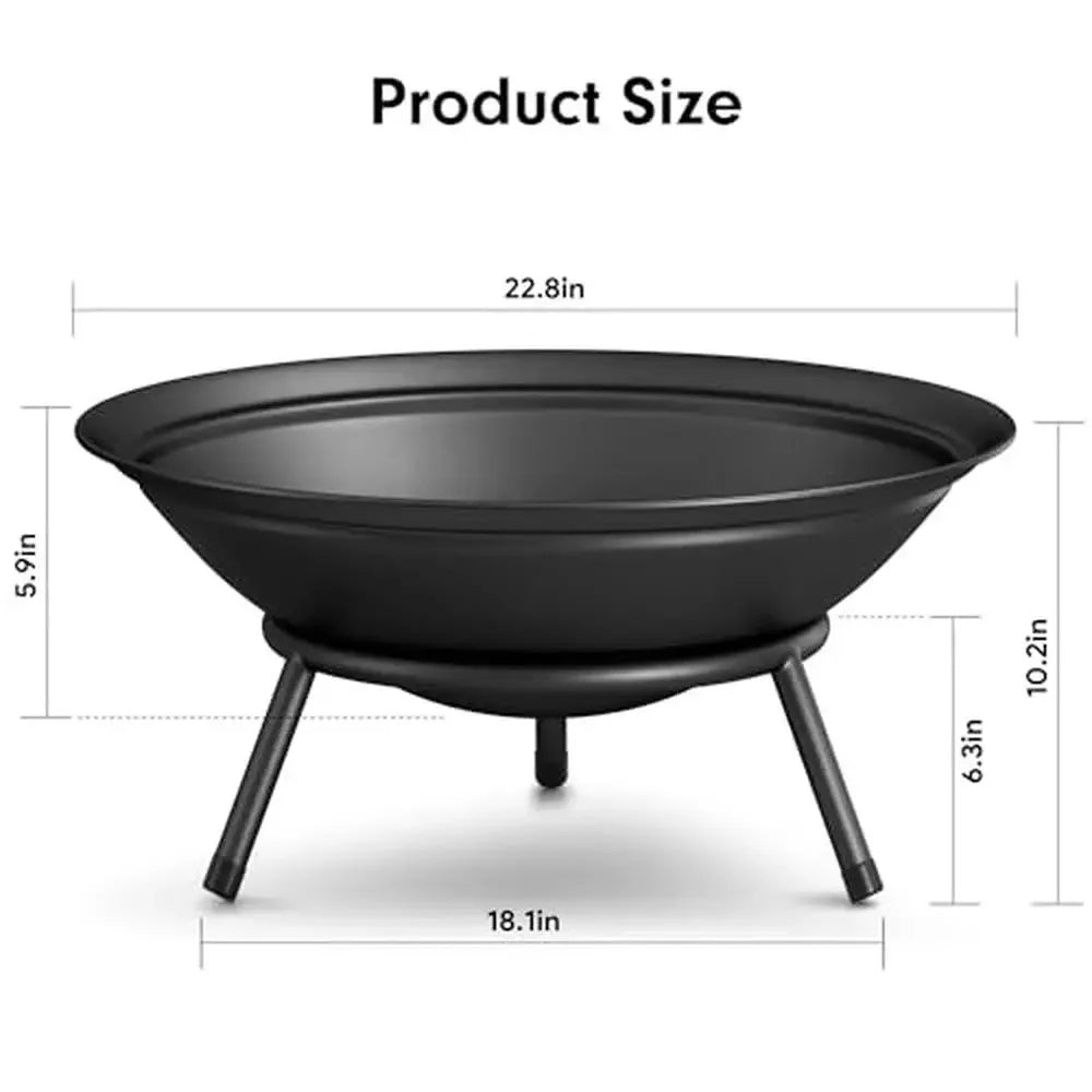 Portable Wood Burning Fire Pit (22.6" Heavy Duty Rust Resistant Bowl)