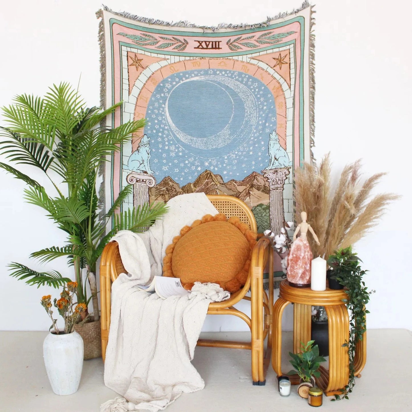 The Moon Tarot Woven Sofa Blanket