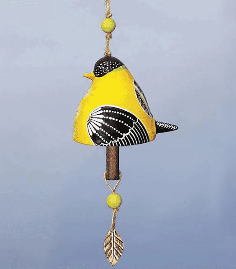 Handpainted Songbird Single Chime Hanging Bells, Bluebird & Cardinal