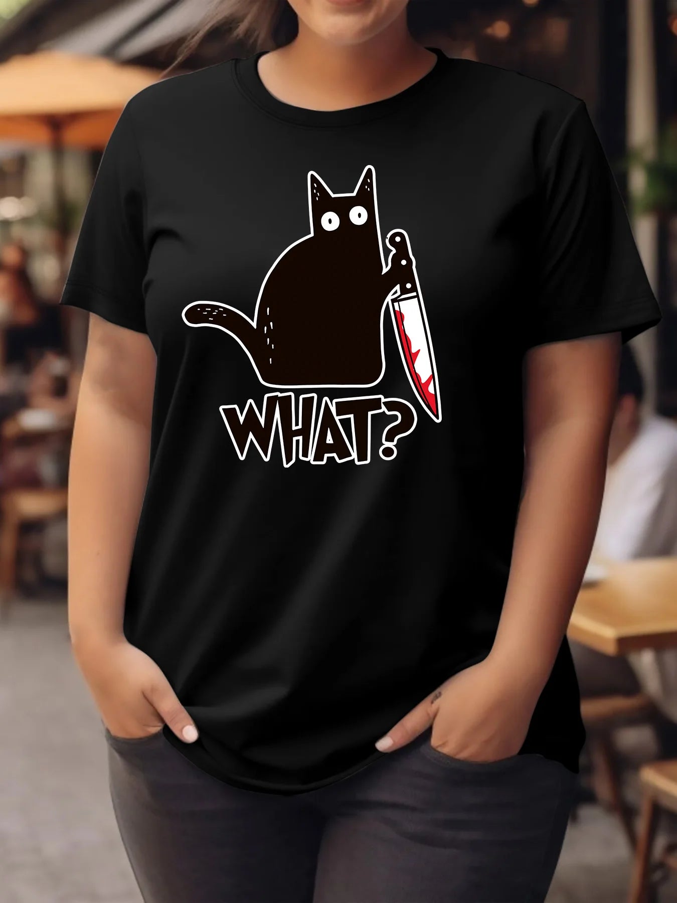 Plus Size Stabby Cat Tee