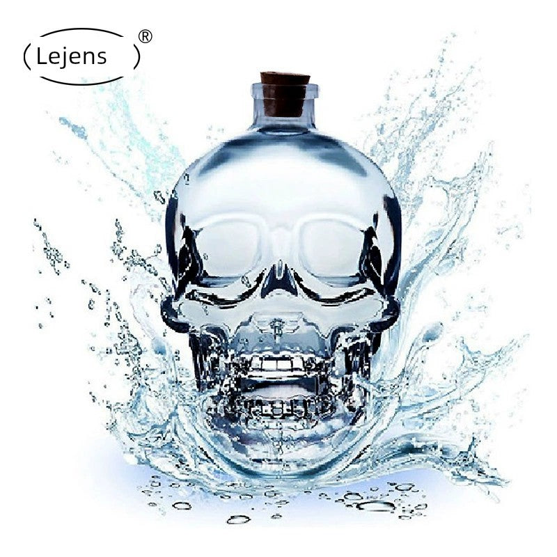 Glass Skull Bottle with Cork