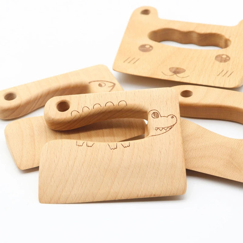 Wooden Montessori Kitchen Knives for Safe Lil Helpers