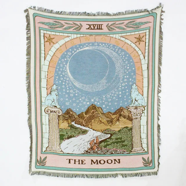 Sun and Moon Wheel Woven Sofa Blanket