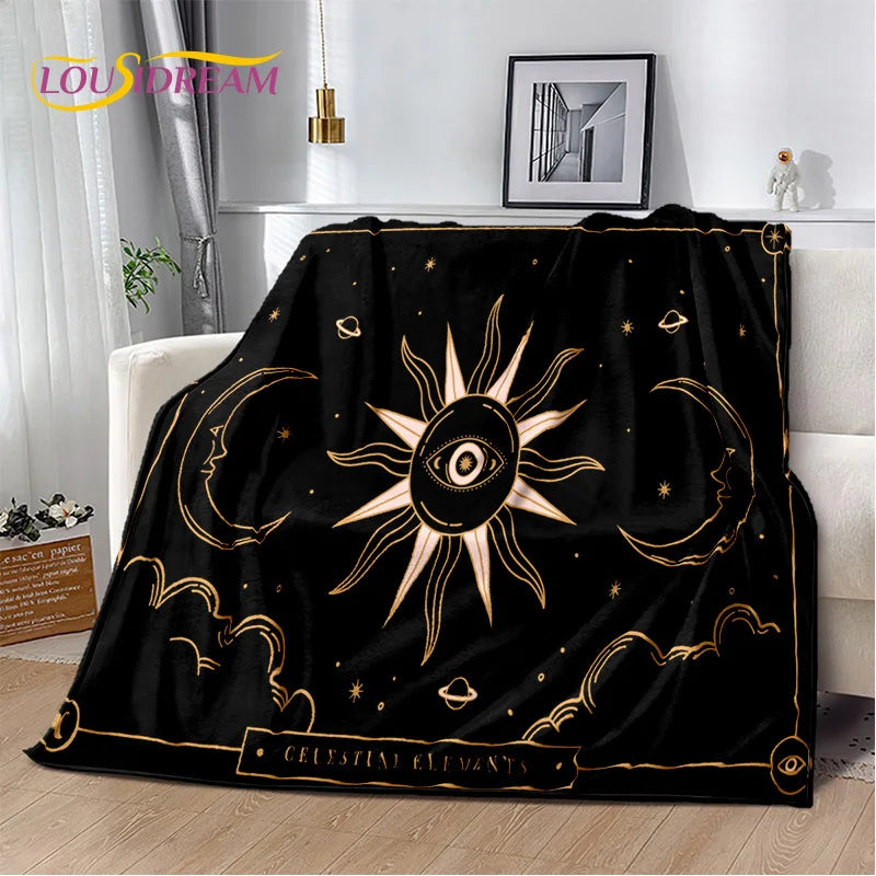 Black Celestial Plush Blanket/Bedspread, Choose Your Size