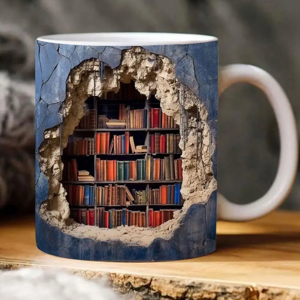 3D Illusion Book Cave Mug