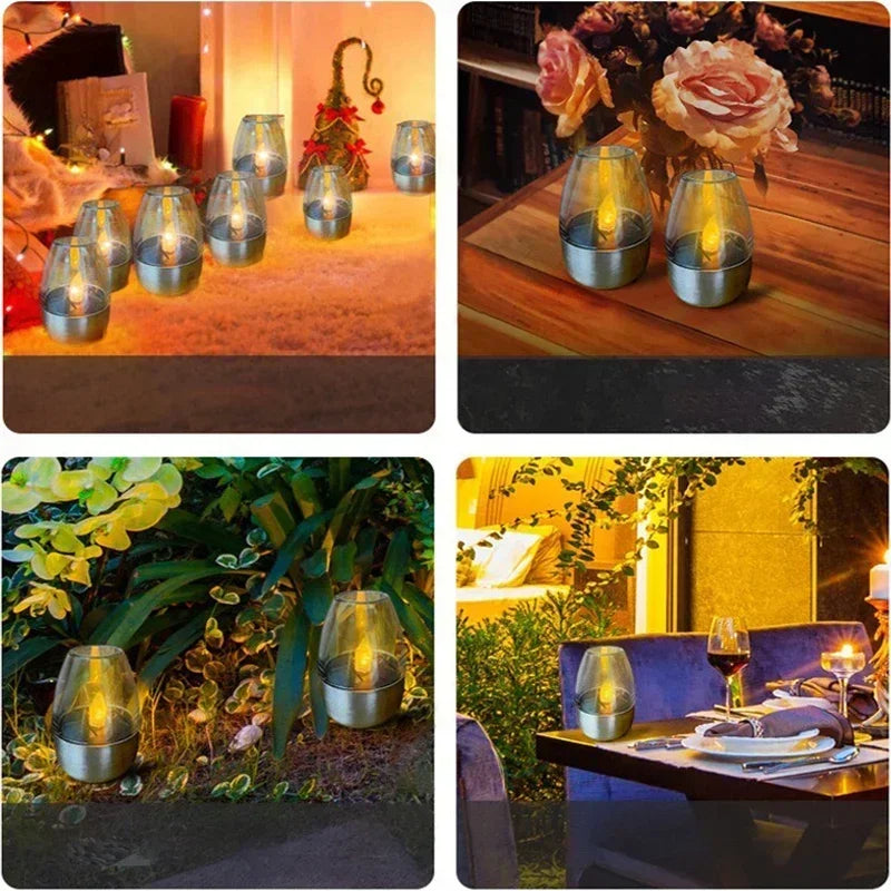 Solar Charging Flameless Candles, Set of 4