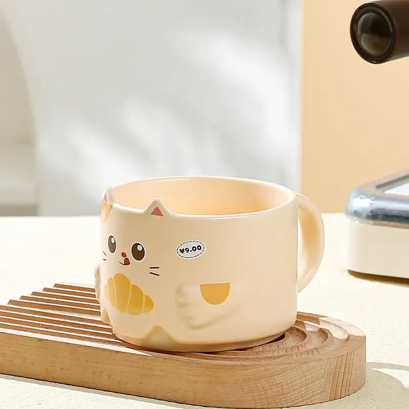 Stacking Cat Mugs with Handles, Set of 4 Ceramic Mugs, Each Mug holds 10oz