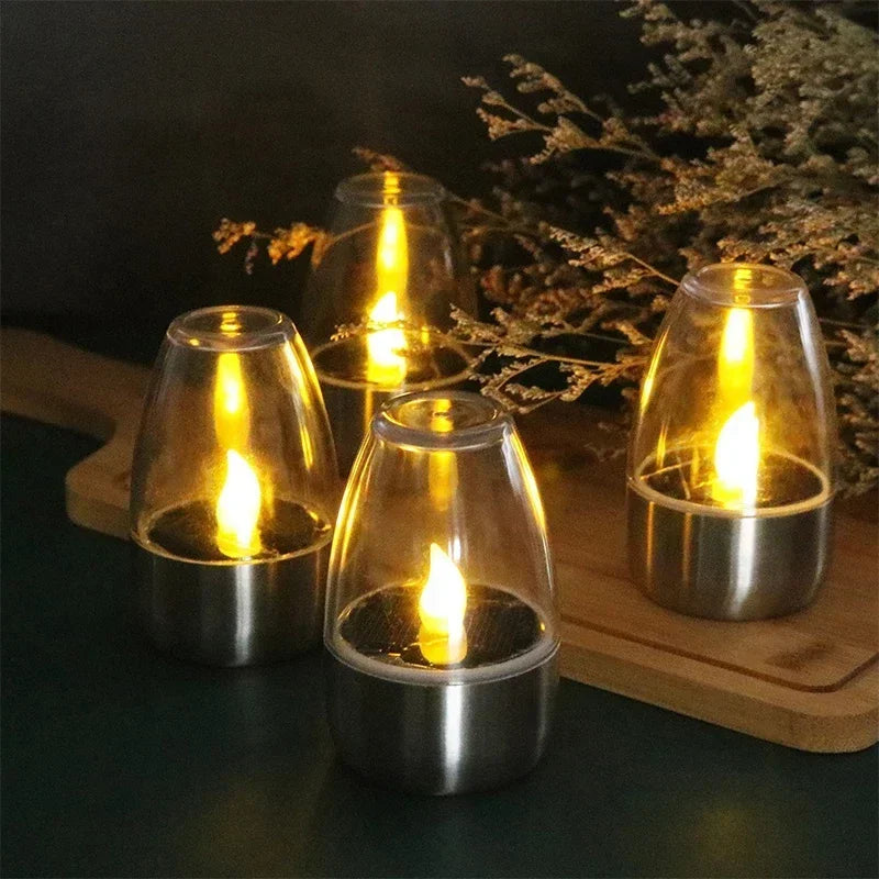 Solar Charging Flameless Candles, Set of 4