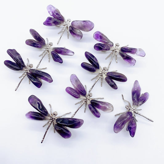 1 Piece Natural Amethyst Dragonfly