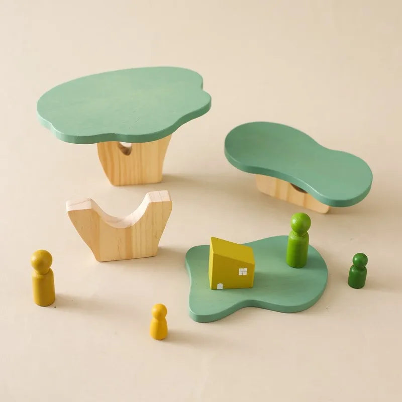 Montessori Wooden Tree Block Playsets