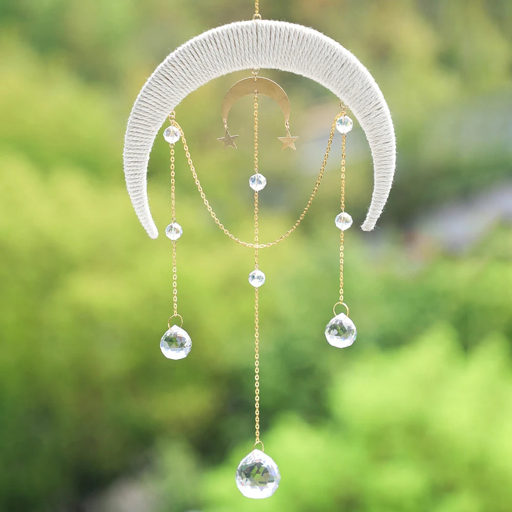 Mooncatchers Hanging Crystal  Macrame Ornament