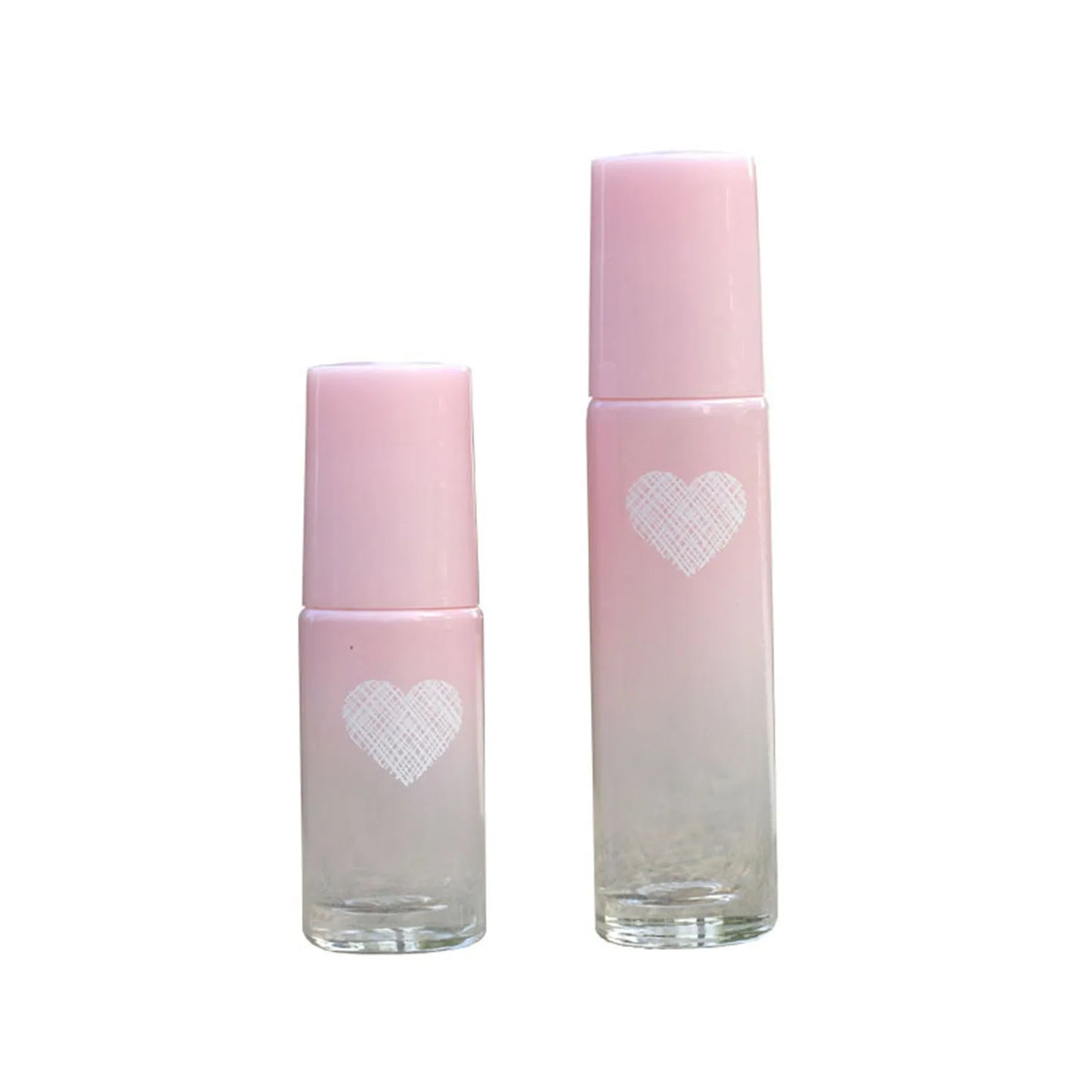 Single Empty Frosted Glass Heart Roll-On Vials with Steel Roller, 5ml or 10ml