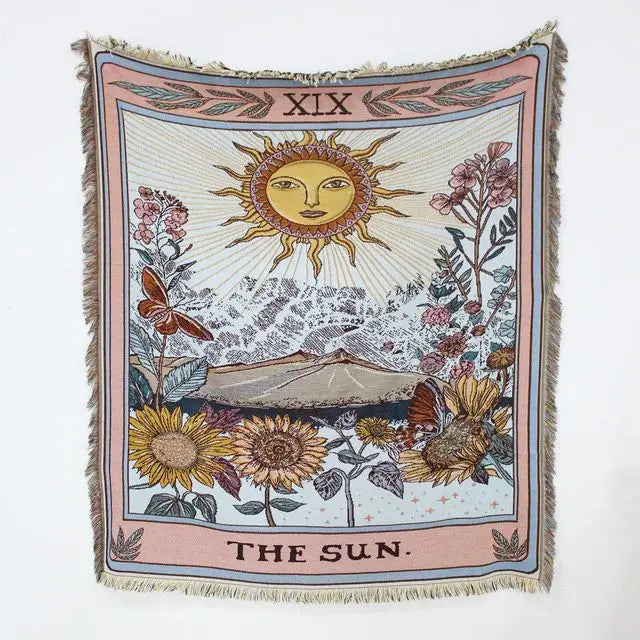 Sun and Moon Wheel Woven Sofa Blanket