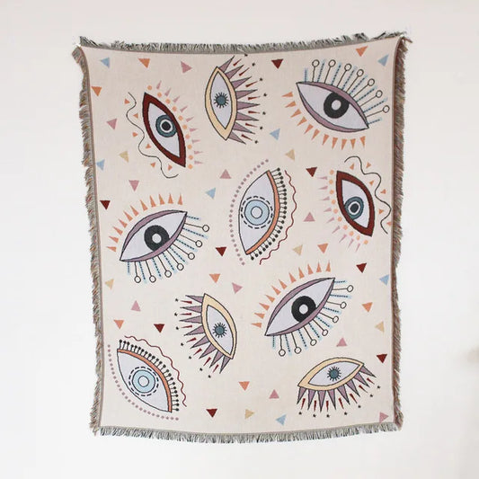 Evil Eyes Woven Sofa Blanket