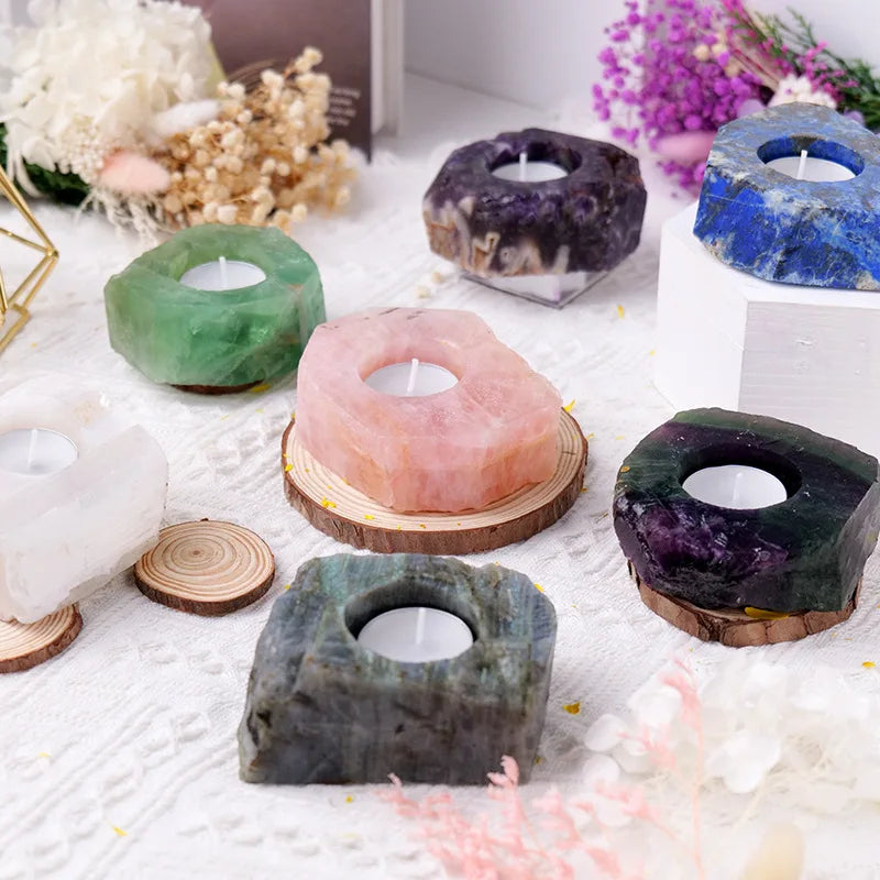 Natural Gemstone & Crystal Candle Holders