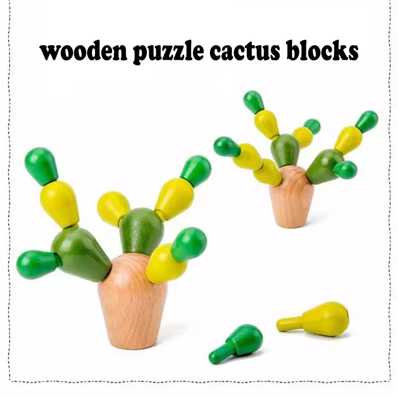 Green Wooden Balance Cactus