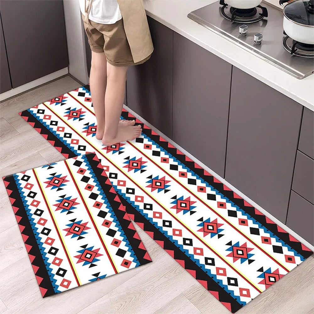 Beautiful Boho Earthtones Patterned Washable Anti Fatigue Kitchen Rugs