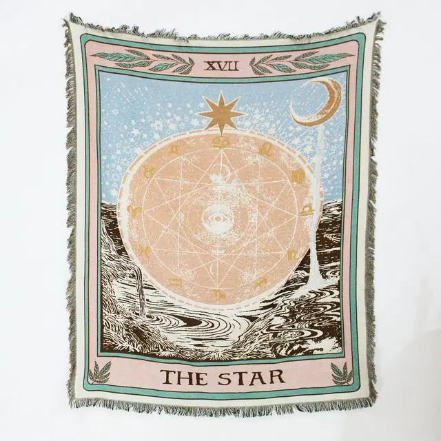 Sun and Moon Wheel Woven Sofa Blanket