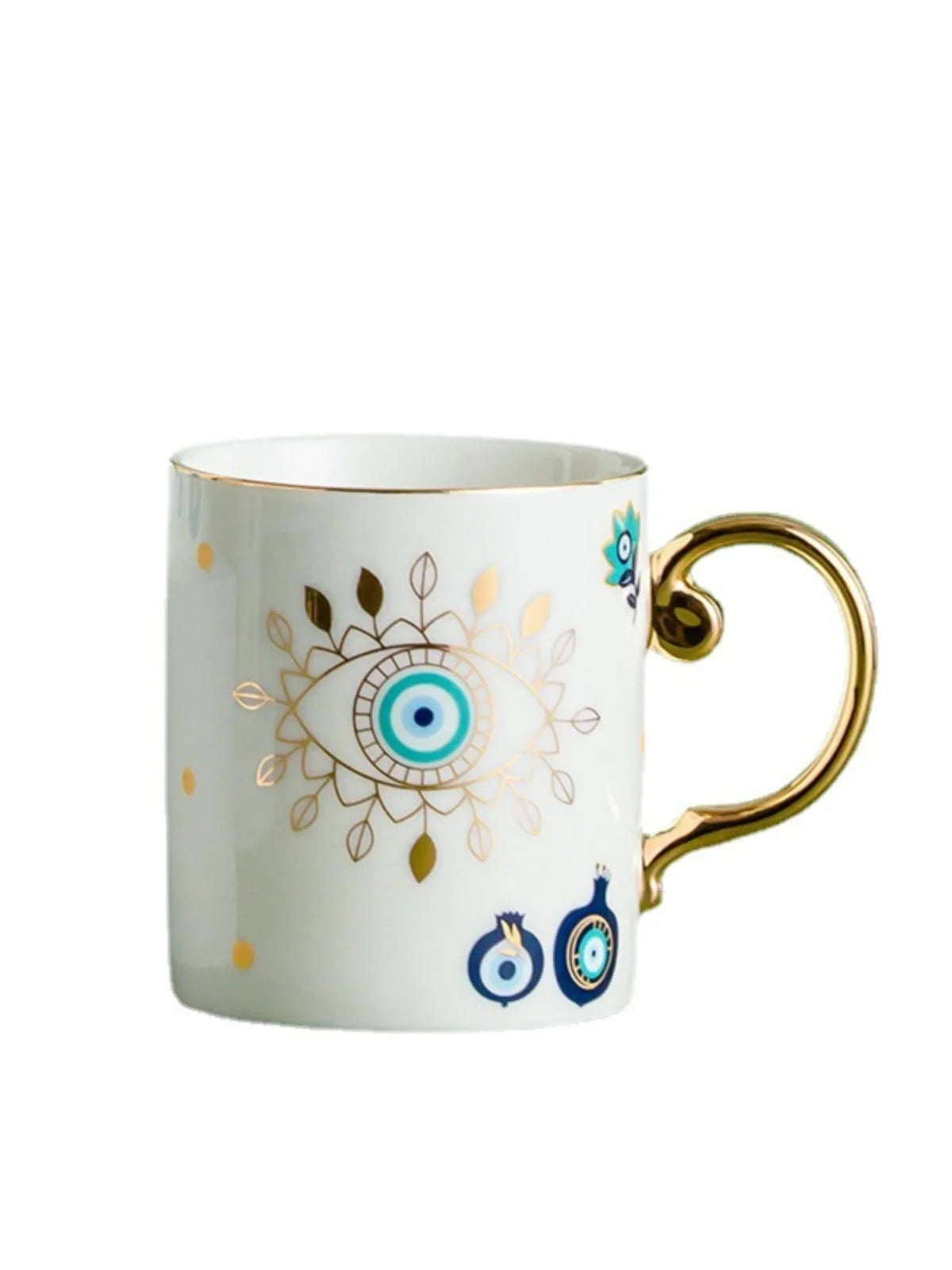 Turkish Hamsa Ceramic Mug with Gold Accents, 11oz