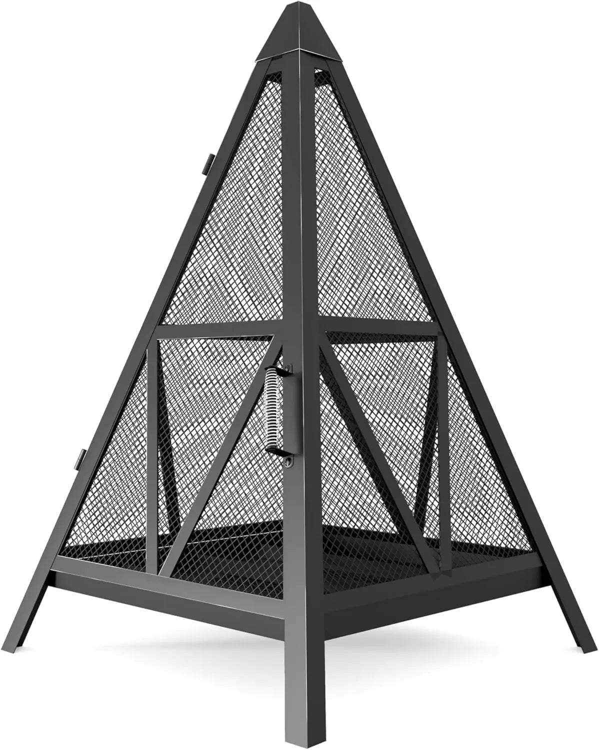 Pyramid Shaped Heavy-Duty Steel Mesh Outdoor Fire Pit - High-Temperature Powder-Coated Finish (3ft tall!)