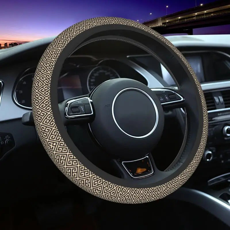 Greek Meander Pattern Steering Wheel Cover