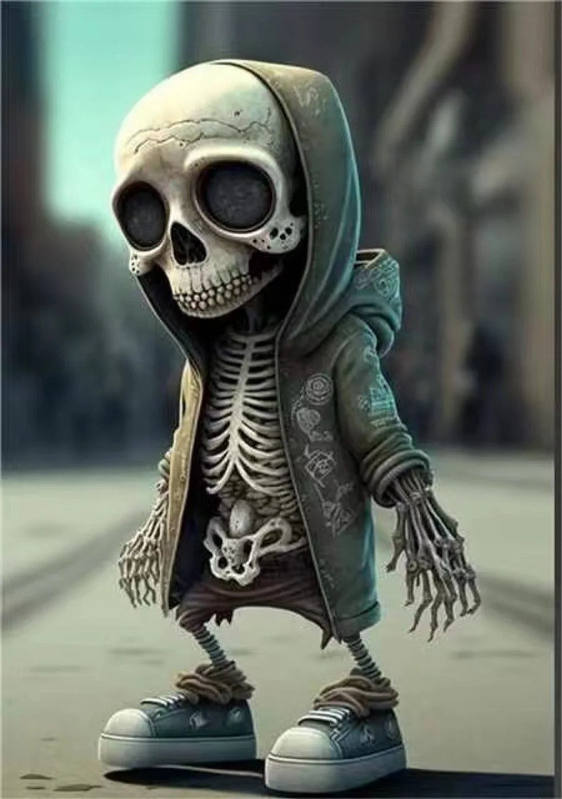 Hoodie Skeleton Resin Statue