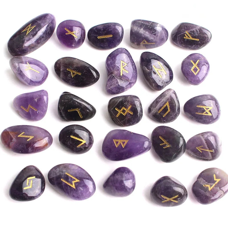 Natural Tumbled Gemstone Rune Stones Sets