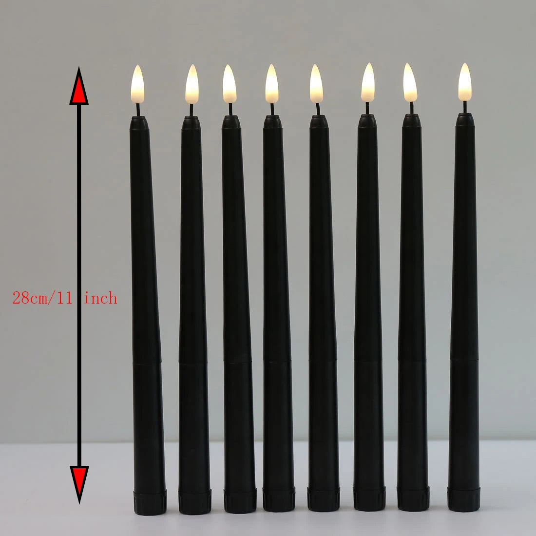 Flameless Black LED Taper Candles with Remote, Set of 6 or 12