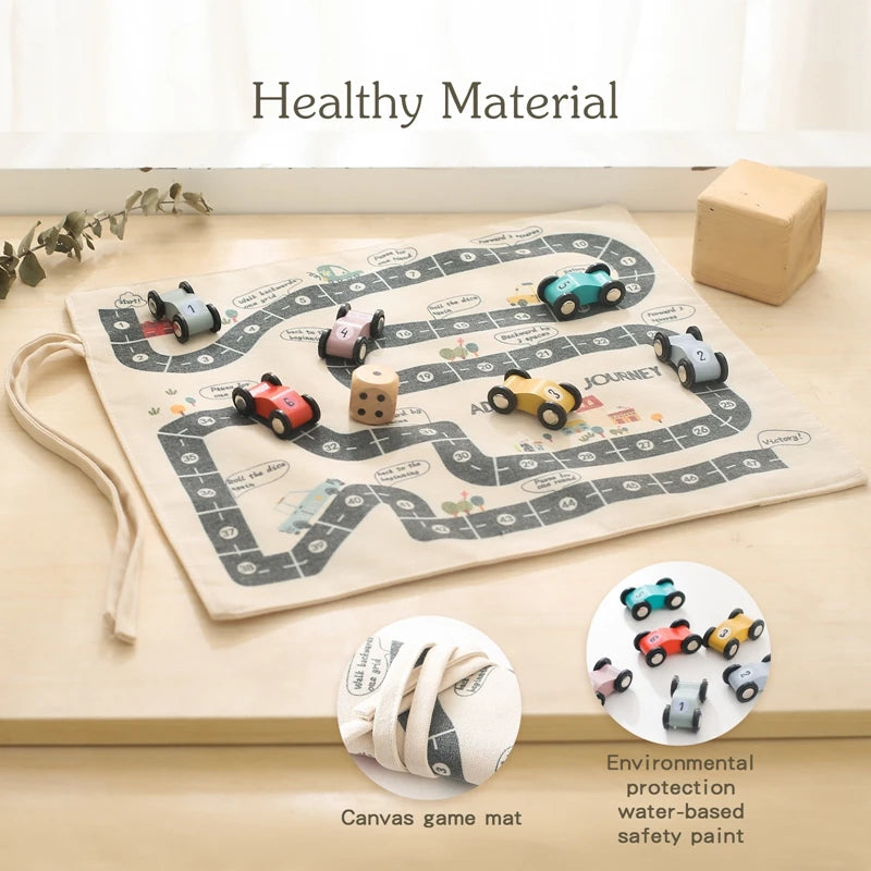 Montessori On the Road Portable Car Playset, Wooden & Canvas