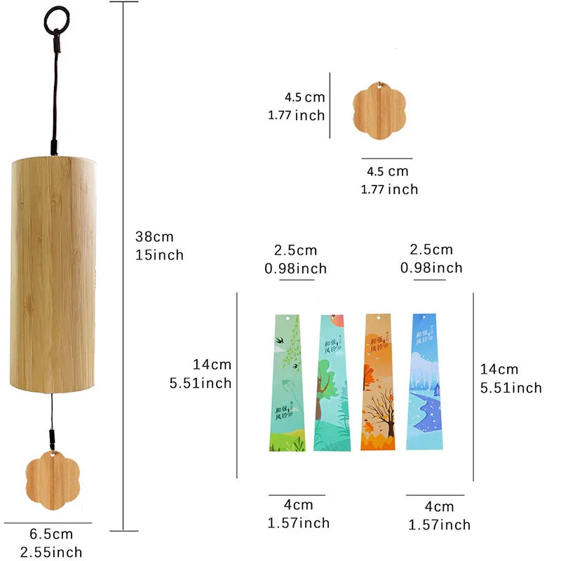 Zen Meditation Bamboo Wind Bell, Notes C, G, Am, & Dm Chord