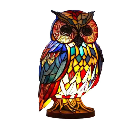 Owl Stained Glass Tiffany-Style Mini Lamp, about 6-8in, USB Powered