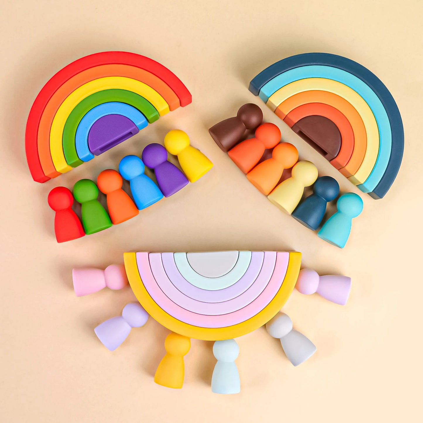 A Rainbow of Friends Soft-Stack Montessori Build and Learn Playset