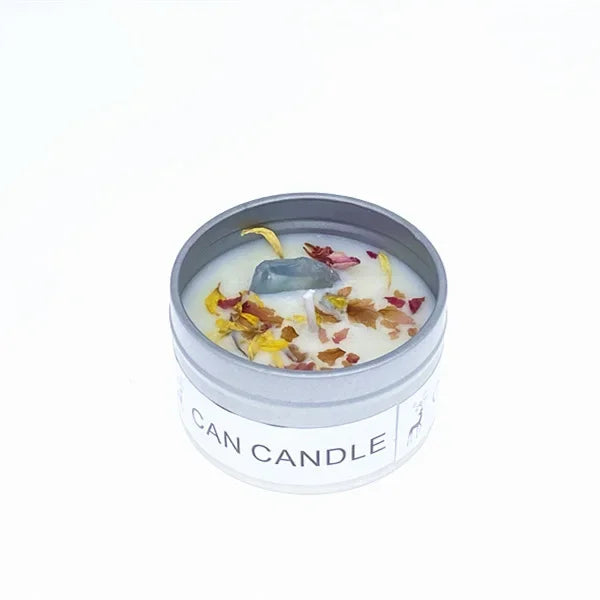 Clean-Burning Soy Treasure Candles with Crystals, Herbs, & Flowers