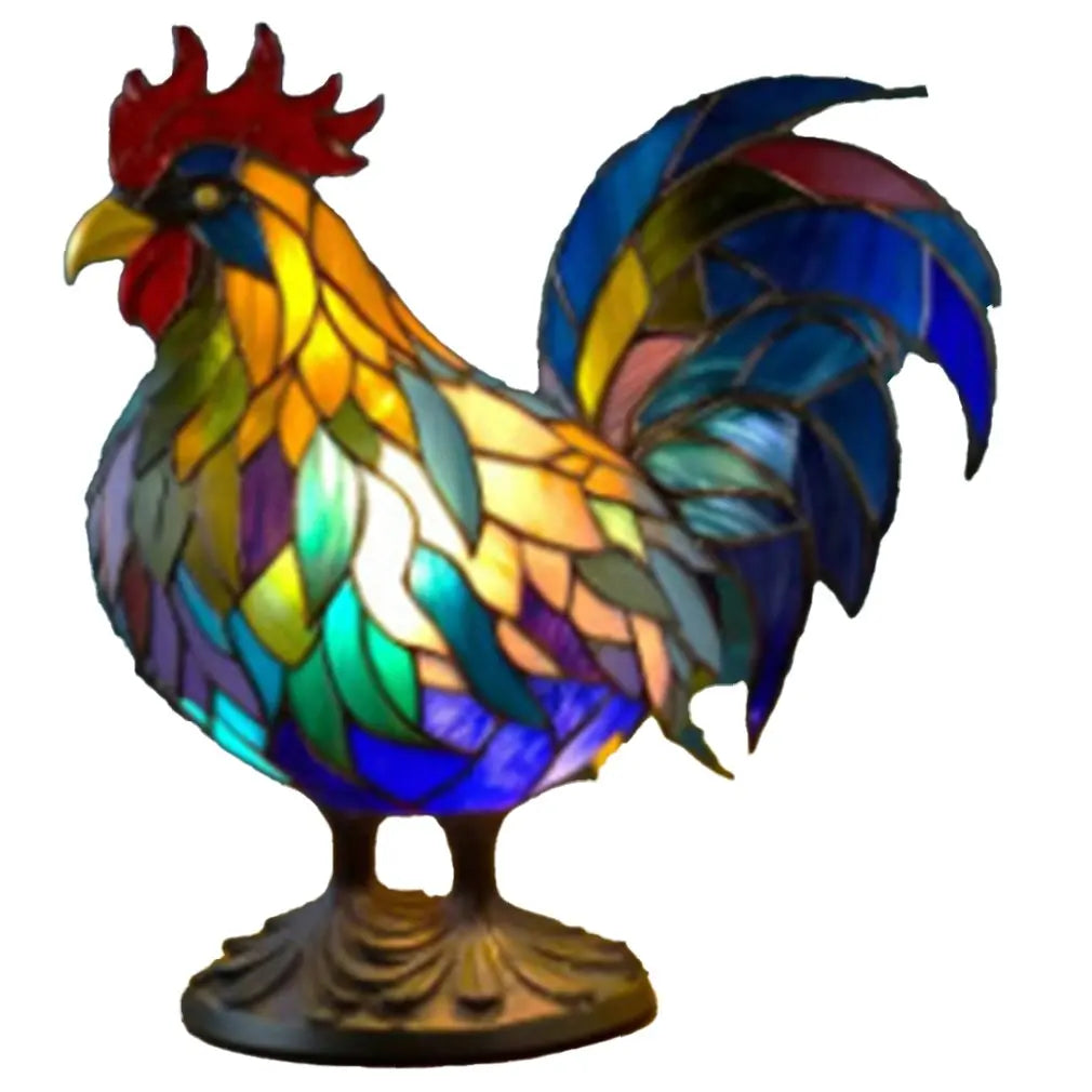 Rooster Stained Glass Tiffany-Style Mini Lamp, about 6-8in, USB Powered