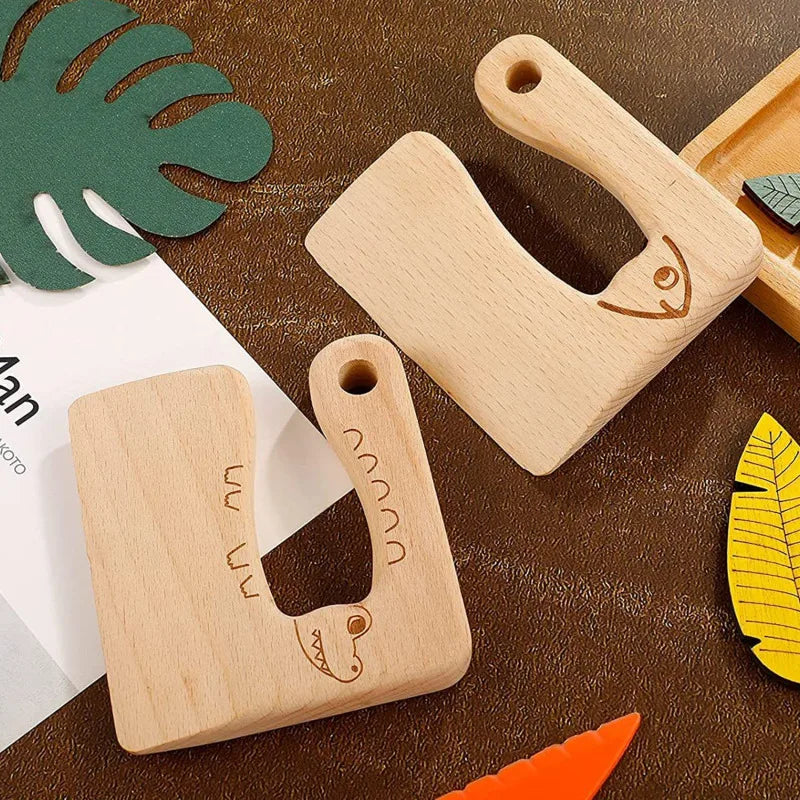 Wooden Montessori Kitchen Knives for Safe Lil Helpers