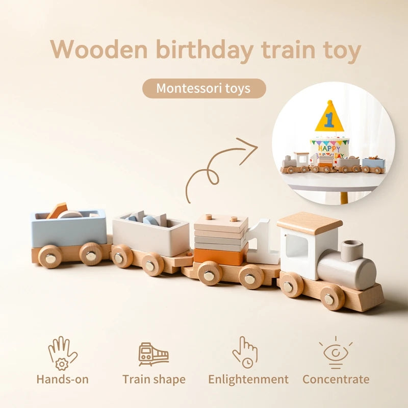 Montessori Wooden Counting & Birthday Train