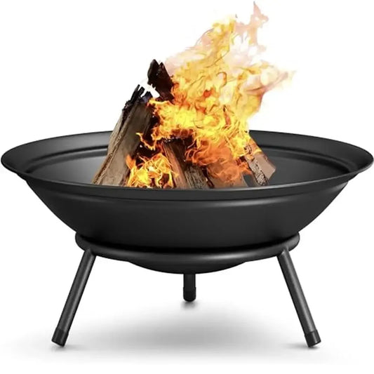 Portable Wood Burning Fire Pit (22.6" Heavy Duty Rust Resistant Bowl)