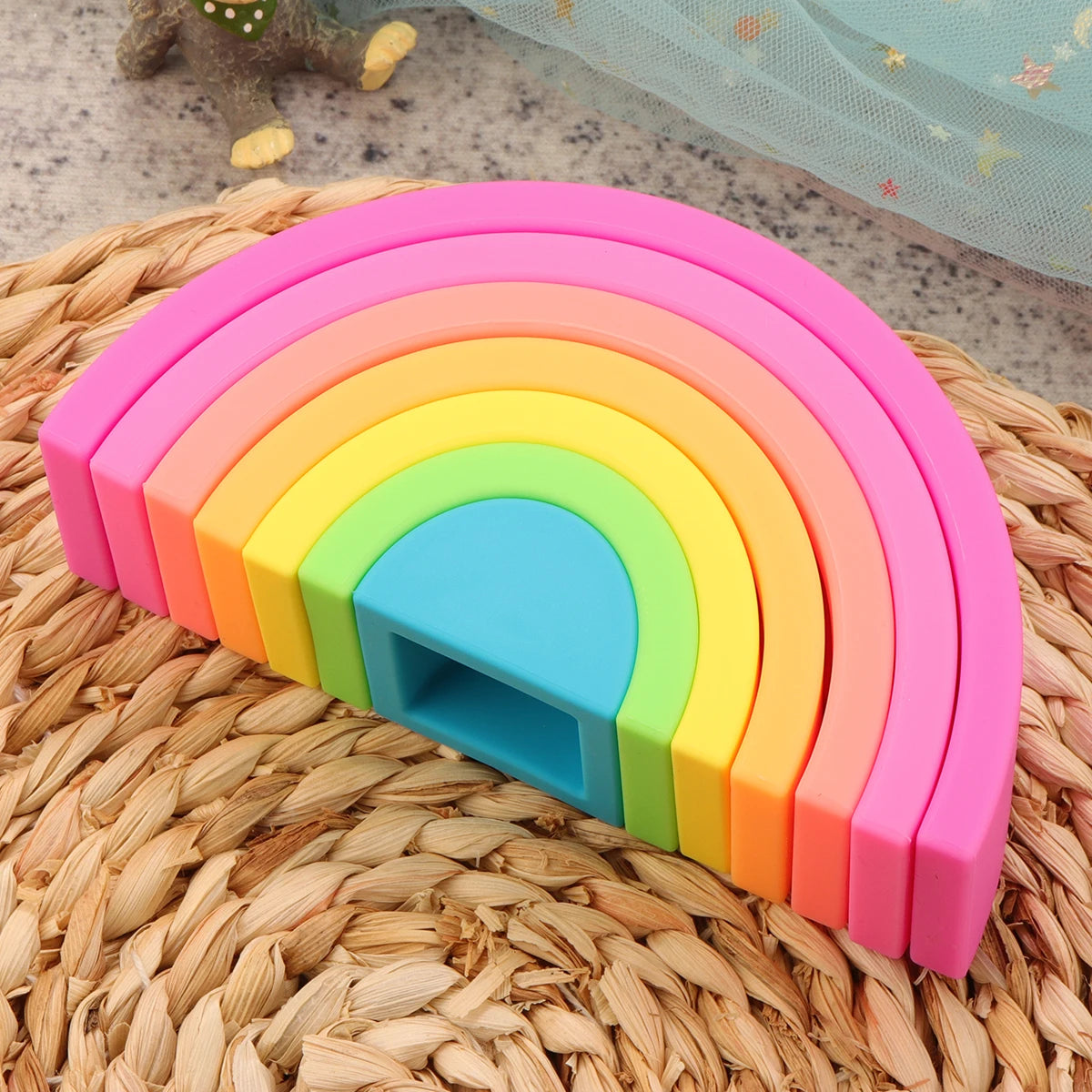 A Rainbow of Friends Soft-Stack Montessori Build and Learn Playset