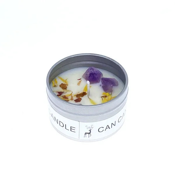 Clean-Burning Soy Treasure Candles with Crystals, Herbs, & Flowers