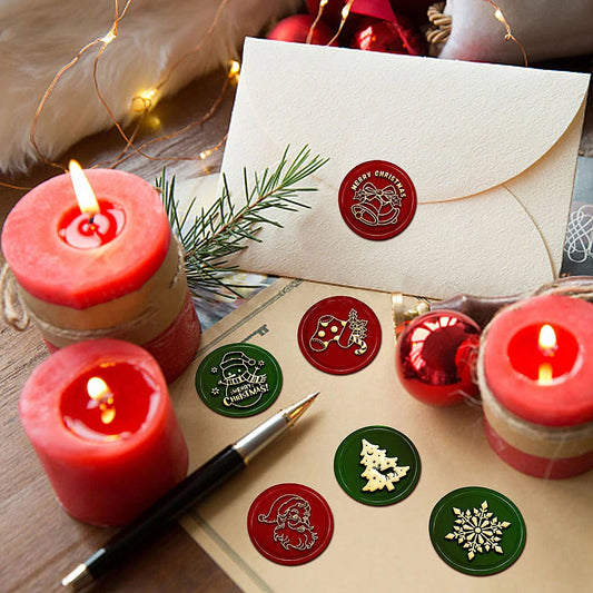 Christmas Wax Sealing Stampers with Wooden Handles and Interchangeable Heads