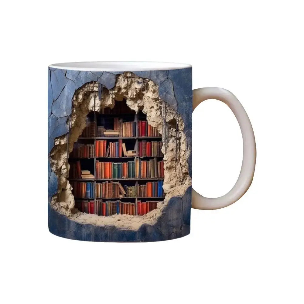 3D Illusion Book Cave Mug