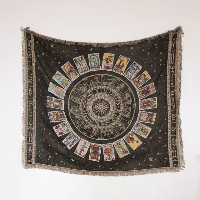 Sun and Moon Wheel Woven Sofa Blanket