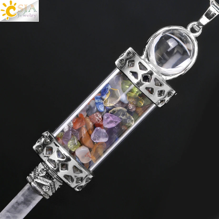 Gemstone Vial Crystal Point Pendulums