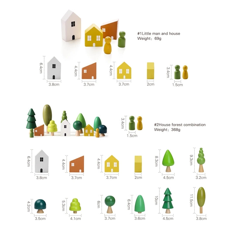 Montessori Wooden Blocks Little Trees Playset