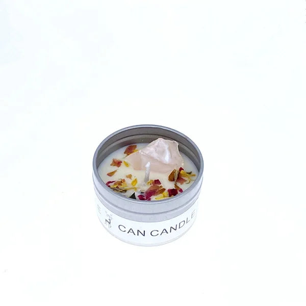 Clean-Burning Soy Treasure Candles with Crystals, Herbs, & Flowers