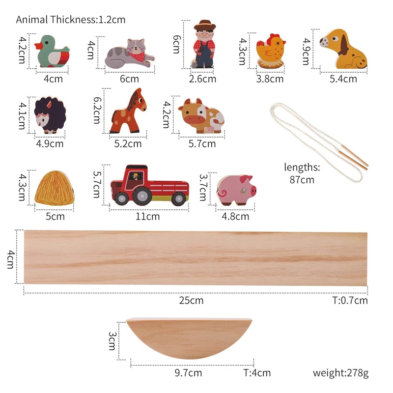 Dinosaur Wooden Balance Board and Threading Set