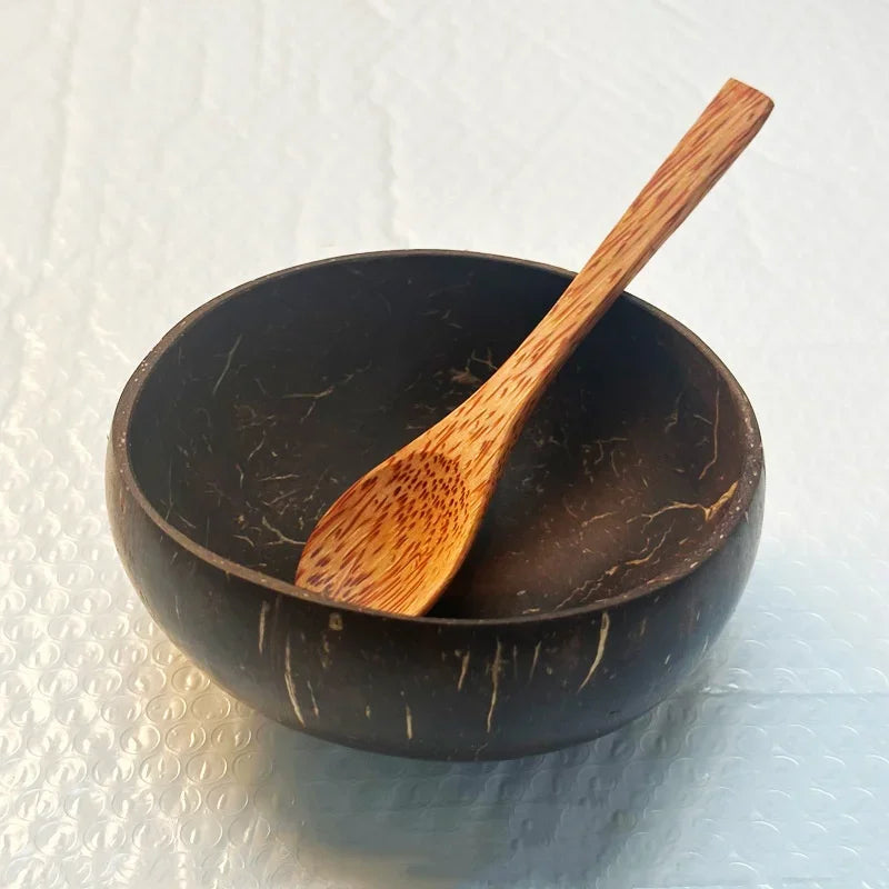 Handmade Wooden Coconut Bowl with Spoon Sets