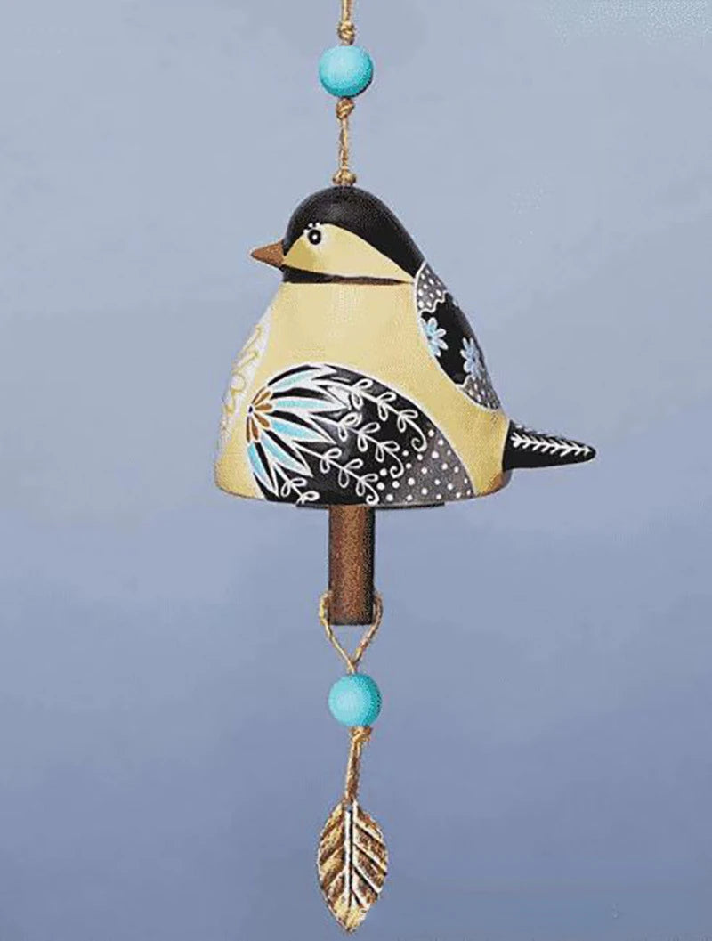 Handpainted Songbird Single Chime Hanging Bells, Bluebird & Cardinal