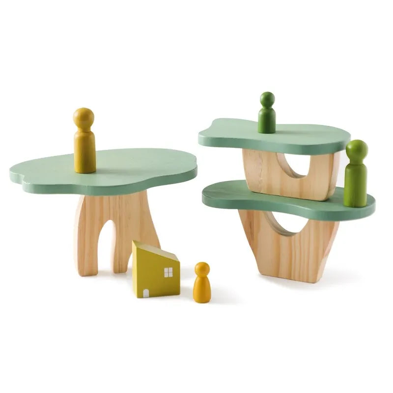 Montessori Wooden Tree Block Playsets