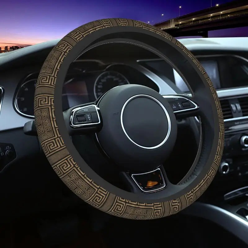 Greek Meander Pattern Steering Wheel Cover